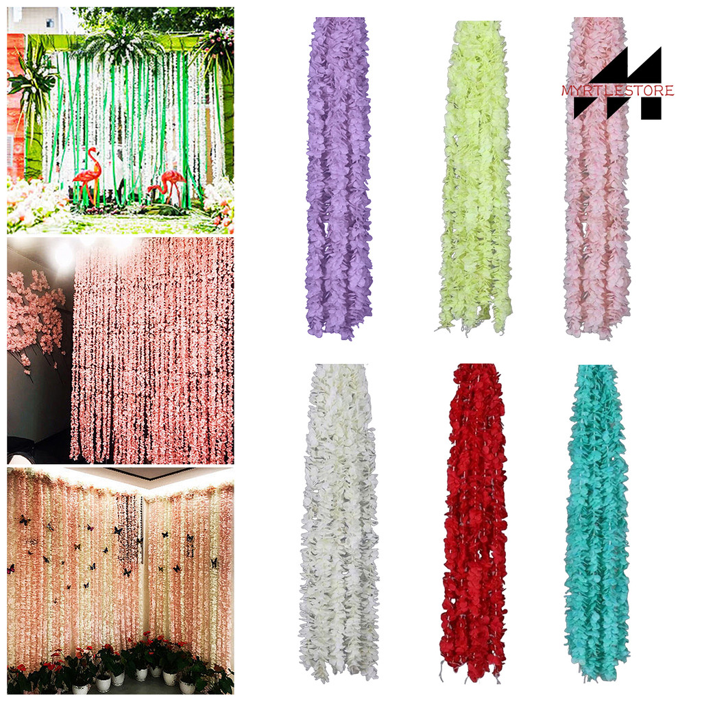 Myrtlestore ประดิษฐ์ Wisteria ดอกไม้ Garland Faux Wisteria แขวนดอกไม้สําหรับงานแต่งงาน Arch Wall ตกแ