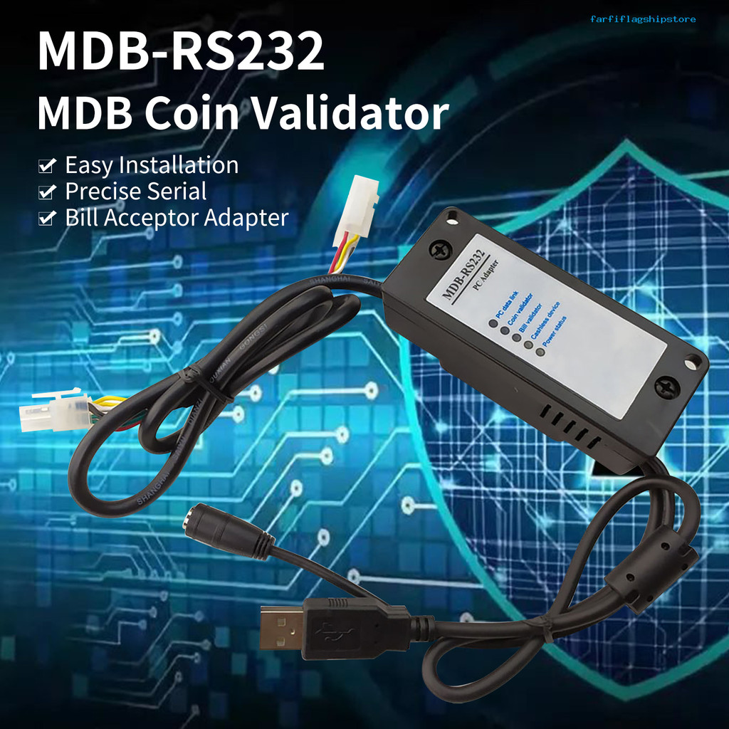 (Farfiflag) MDB-RS232 MDB Validator ติดตั้งง่ายอะแดปเตอร์ตัวรับบิลอนุกรมที่แม่นยําพร้อมไฟแสดงสถานะสํ