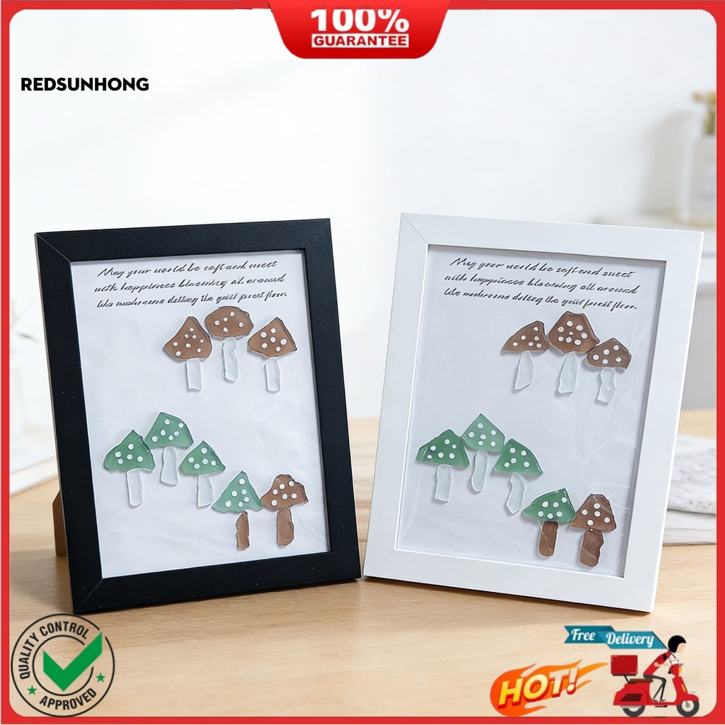 ☆Handmade Sea Glass Wall Art Decor ตกแต่ง Sea Glass เห็ดกรอบงานศิลปะสําหรับผู้หญิงแม่ภรรยาที่ดีที่สุ