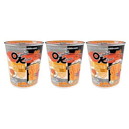 🐙 มาม่าคัพออเรียนทัลรสผัดไข่เค็ม80ก แพ็ค 3 🐟 MAMA OK CUP SALTED EGG 80G PACK 3 🐞   🐒