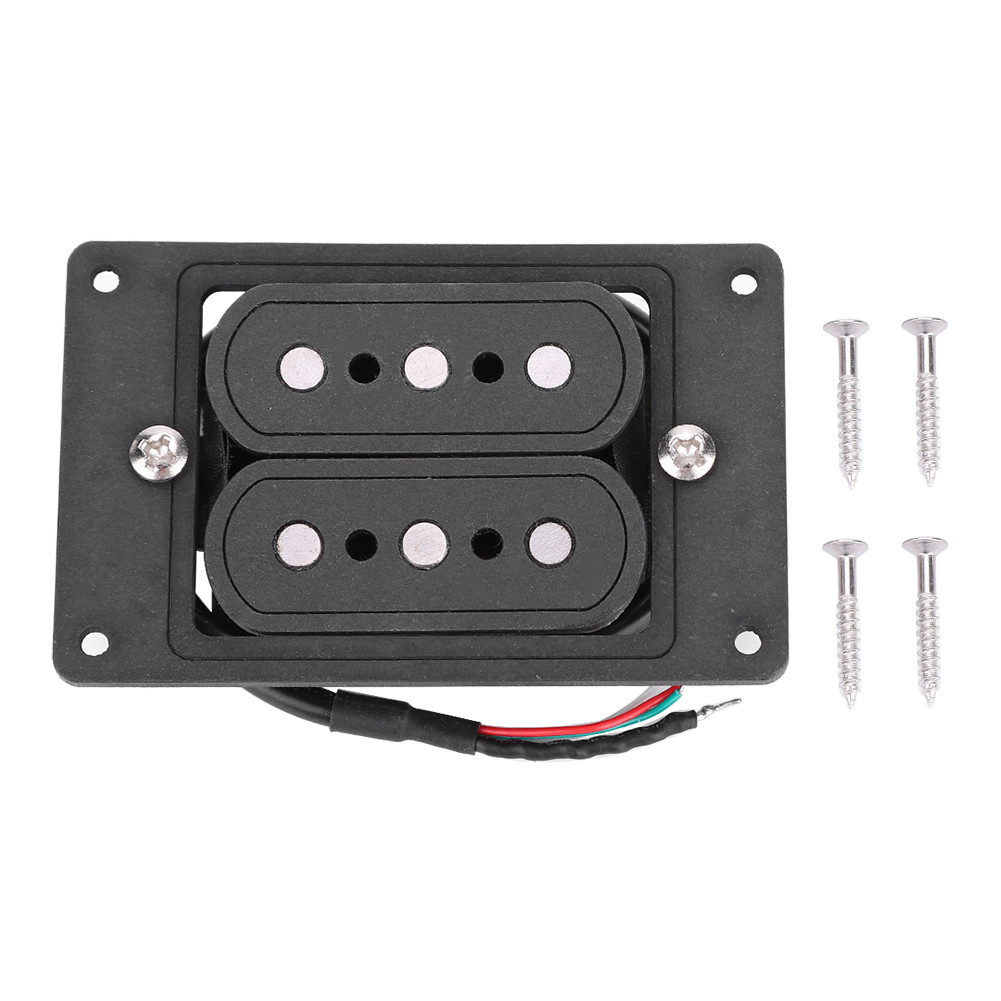 Prewired 3 String Humbucker Pickup Input Jack สําหรับกล่องซิการ์กีตาร์ (Vulcanized Fiber Black)