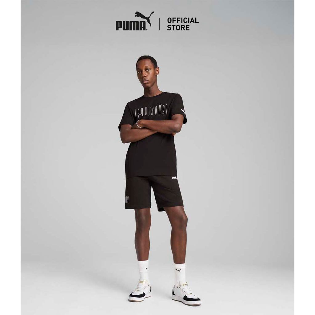 PUMA Basics เสื้อยืดลายกราฟิก PUMA Sport สำหรับผู้ชาย สีดำ - 68461701