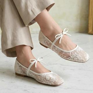 Tikp3 รองเท้าผู้หญิงแฟชั่นลูกไม้คัตเอาท์ดีไซน์ระบายอากาศและส…