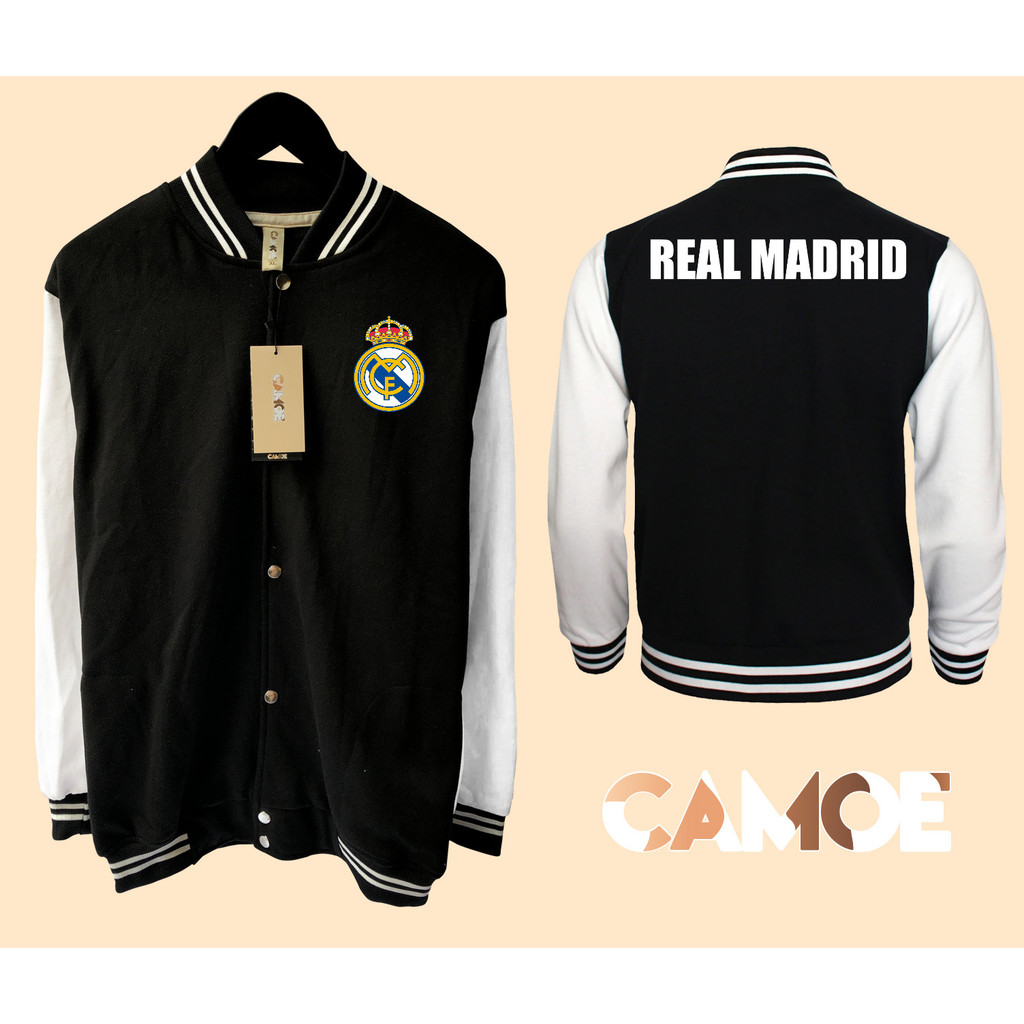 เสื้อแจ็คเก็ตเบสบอล Real Madrid FC Logo Varsity