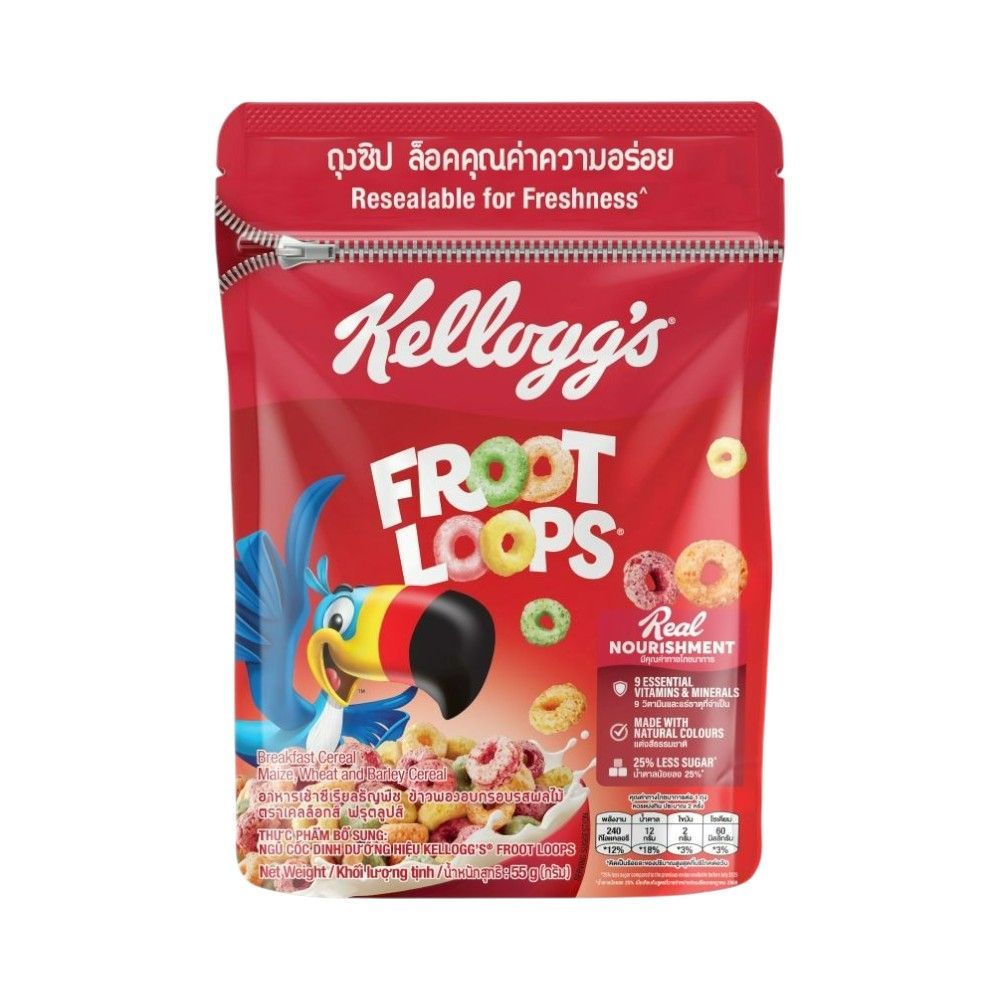 🐙 เคลล็อกส์ ฟรูตลูปส์ 55 กรัม 🐟 KELLOGGS FROOT LOOPS 55G. 🐞   🐒