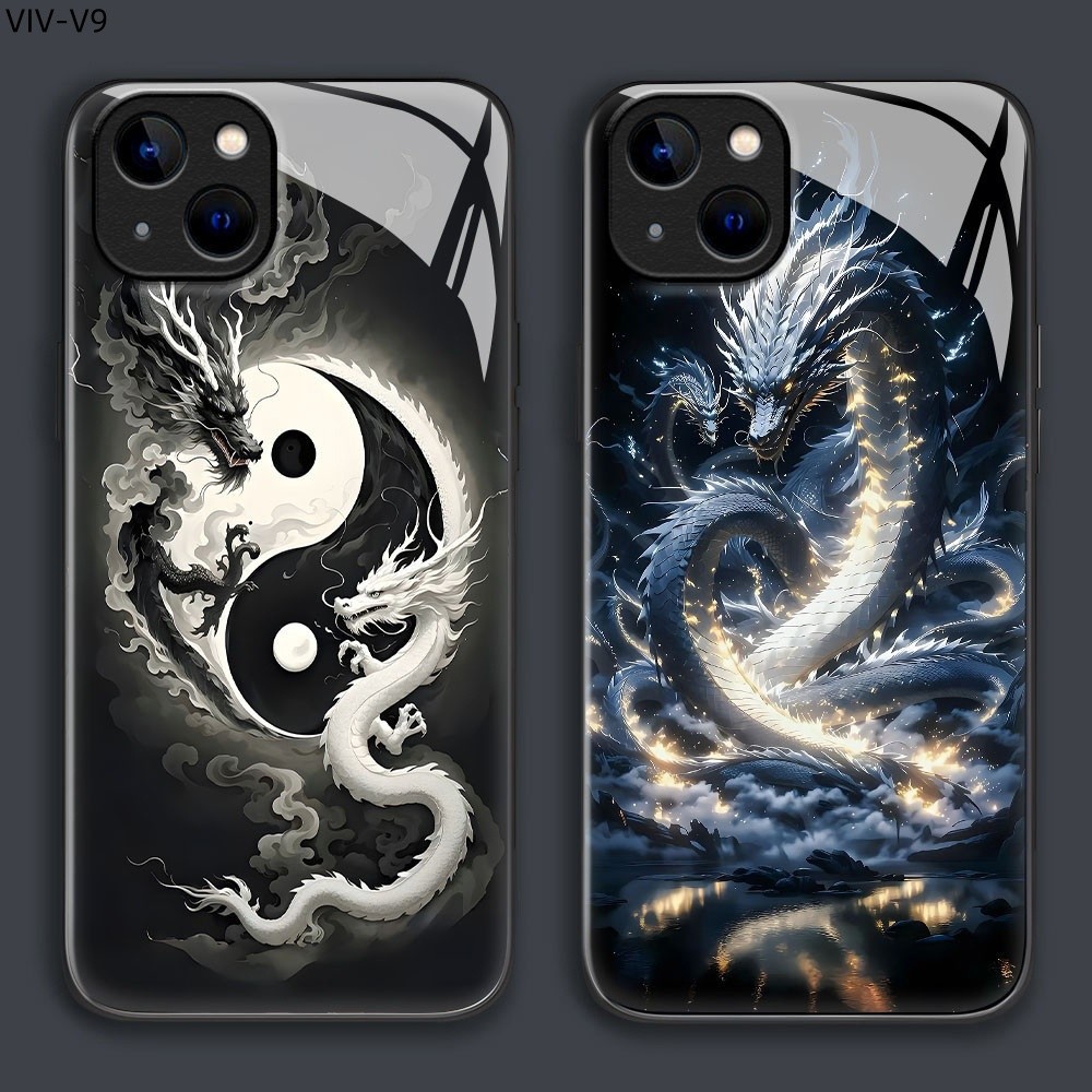 เคส For VIVO V23 V23E V21 V20 V19 V15 V11i V9 SE Pro 4G 5G เคสโทรศัพท์ เคสมือถือ เคสวีโว่ เคสแข็ง Phone Glass Case BLK