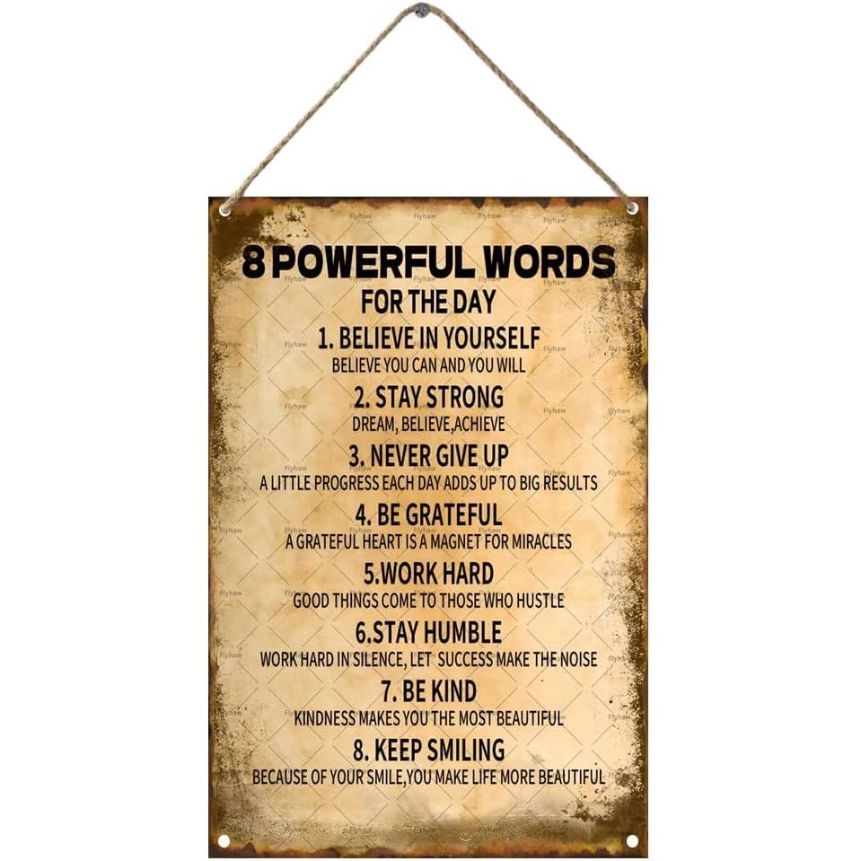 8 คําที่มีประสิทธิภาพสําหรับวันตกแต่งผนังบล็อกไม้ป้ายแรงบันดาลใจป้ายคําคมไม้แขวนป้ายชนบทผนังศิลปะโฮม