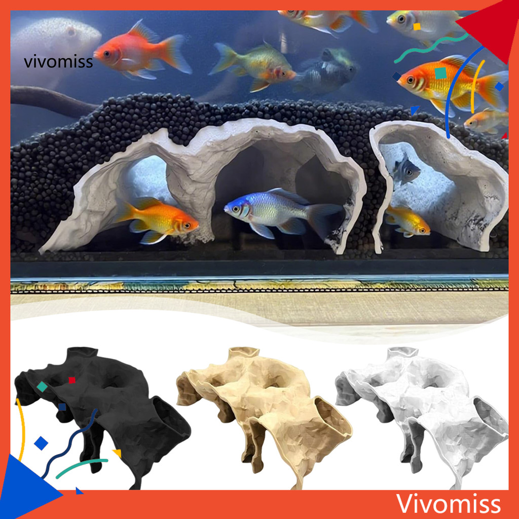 Vivomiss 3D พิมพ์ปลา Hideout อุโมงค์ธรรมชาติ Pleco Cave Aquarium Decor ภายใต้กรวดอุโมงค์ถ้ําสําหรับ 