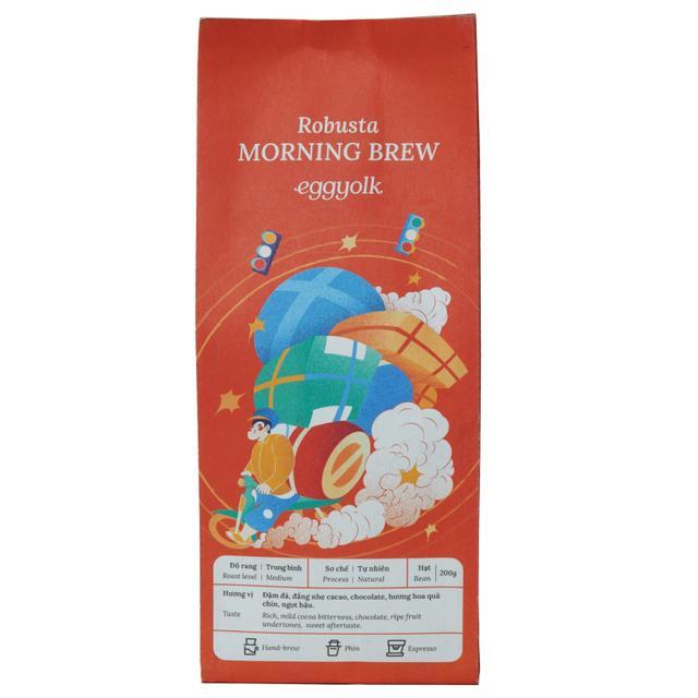 🌷 เอ็กซ์ยอร์คเมล็ดกาแฟแท้คั่วบดโรบัสต้ามอร์นิ่งบรูว์ 200กรัม 🍃 8938556582072 🌻 Eggyolk Coffee Beans 