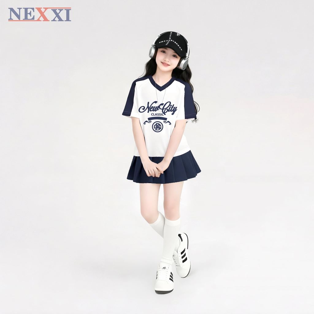 2512.8 Win Win เดรสเสื้อยืดจับจีบ Set in Newcity สีผสม size 3-14y