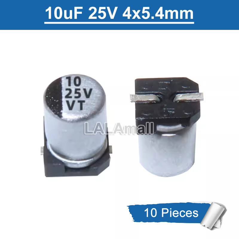10pcs Electrolytic Capacitor 10uF 10 25V 10uF25V SMD อลูมิเนียม Electrolytic Capacitor 25V10uF 4x5.4