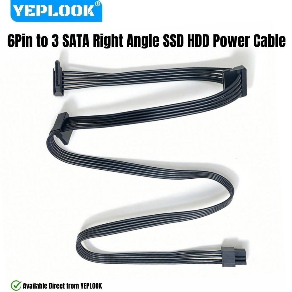 YEPLOOK 3 SATA มุมขวา HDD SSD สายไฟสําหรับ Corsair HX1500i, H1200i, HX1000i, HX850i, HX750i, HX650i 