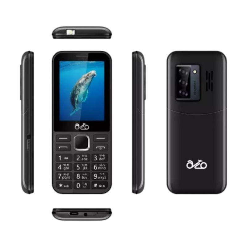 inovo ปุ่มกด AIO A802 2 ซิม จอกว้าง 2.9 นิ้ว รองรับ 4G พร้อมชาร์จ Type C มีสวิตช์ไฟฉายด้านข้าง Black