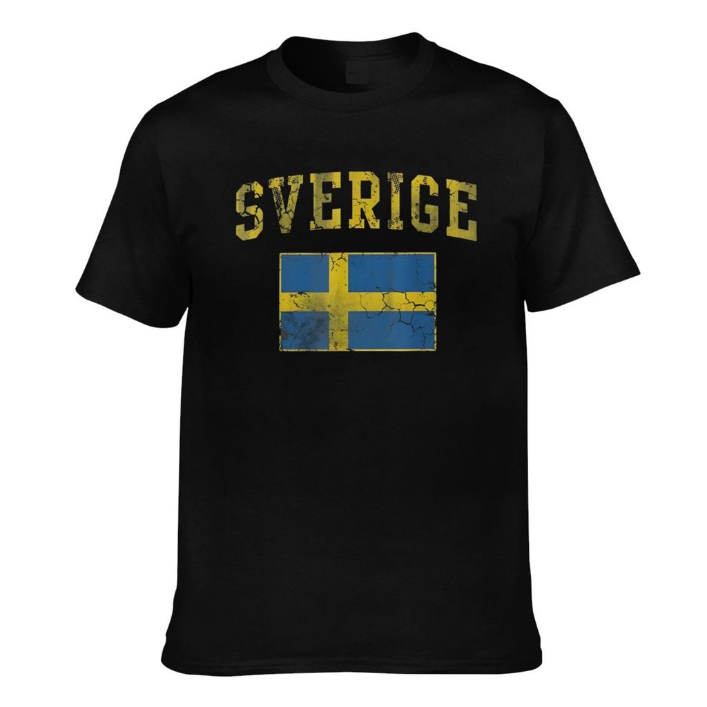 แฟชั่นพิมพ์ Sverge Sweden Flag เสื้อยืดลําลองสําหรับผู้ชาย