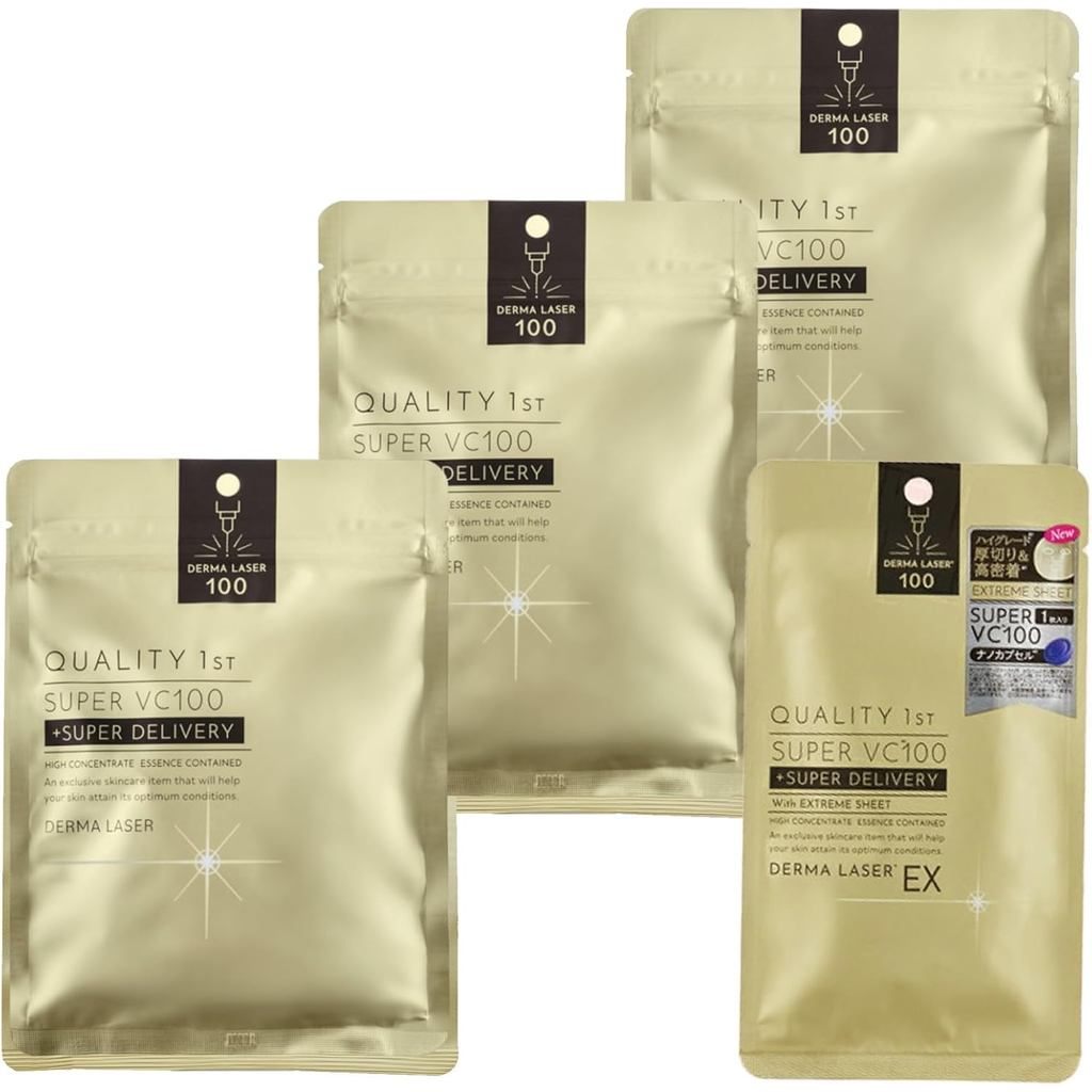 Quality 1st Dermalaser Super VC100 Mask (3-Pack) Face Pack Sheet Mask / Pores (Vitamin C) Made in Ja
