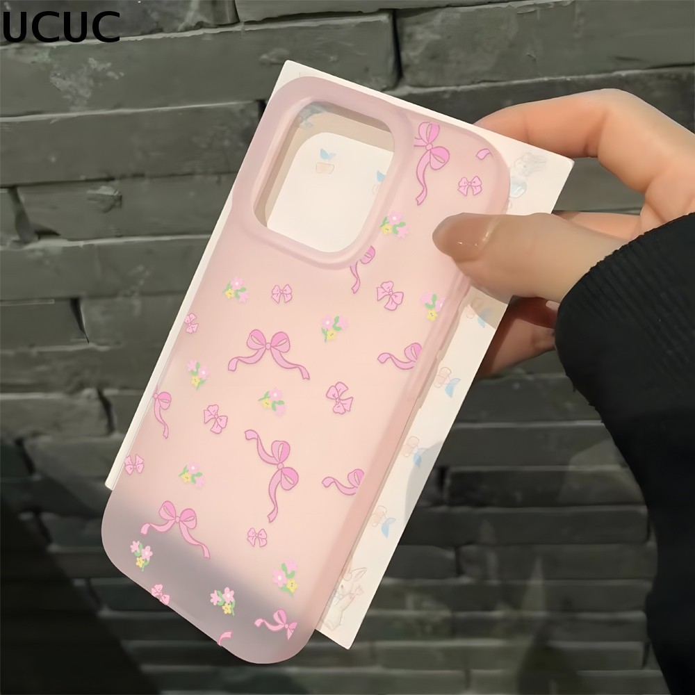 SAMSUNG สีชมพูโบว์นุ่มสําหรับSamsung A56 A37 A07 A17 5G A57 A11 M12 A55 A15 A13 4G A23 A54 A52 A52S 