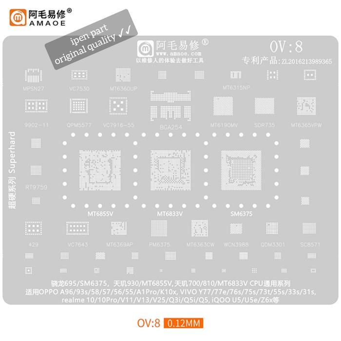 Ov8 Mt6855V Mt6833V Sm6375 Original Bga Stencil Amao แม่พิมพ์แผ่น