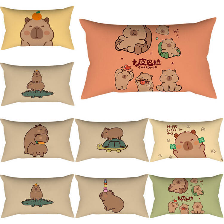 50x30 ซม./74x48 ซม.การ์ตูน Capybara ด้านเดียวพิมพ์โยนหมอนรถ Cusion ตกแต่งบ้านปลอกหมอน