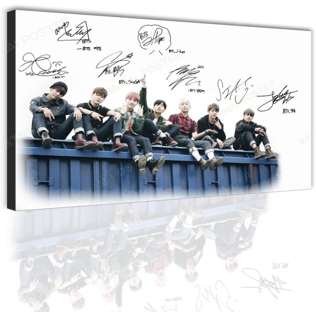 BTS ลายเซ็นโปสเตอร์ BTS โปสเตอร์ผ้าใบพิมพ์