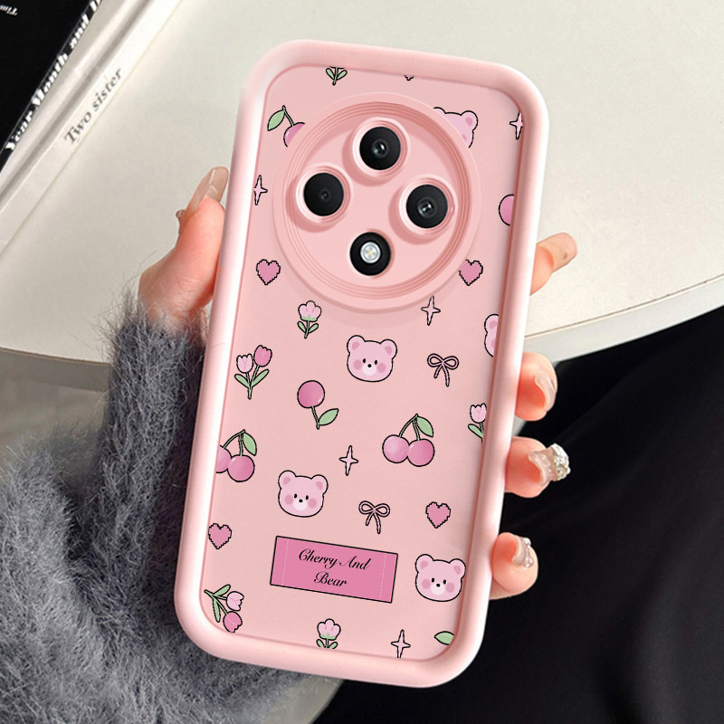 เคสสำหรับ OPPO Reno 12F 4G Reno 12F 5G F27 5G เคสโทรศัพท์หมีกระต่ายดอกไม้สามสีซิลิโคนครบวงจรกันกระแทก