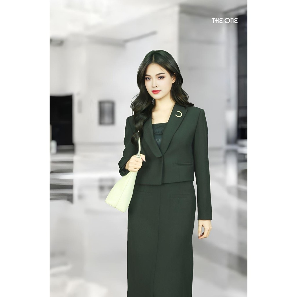 ที่ หนึ่ง แฟชั่น AVB127NDE เสื้อกั๊กกํามะหยี่สีดําแขนยาว 2 ชั้น คอปกสั้น ปกยาว 2 เม็ด 1 เม็ด