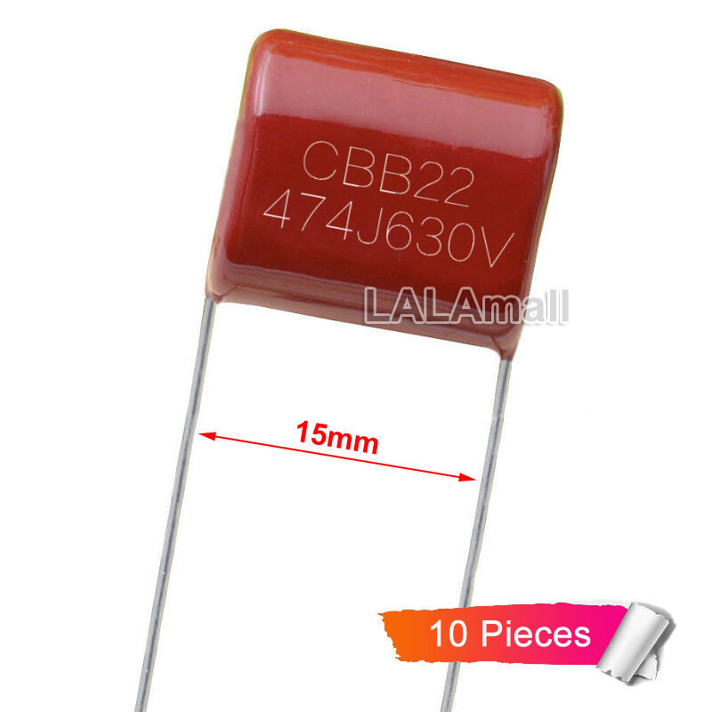 10pcs CBB Capacitor 474J 630V 447K 0.47uF 470NF CBB22 474J630V 474K630V Metallized Polypropylene Fil