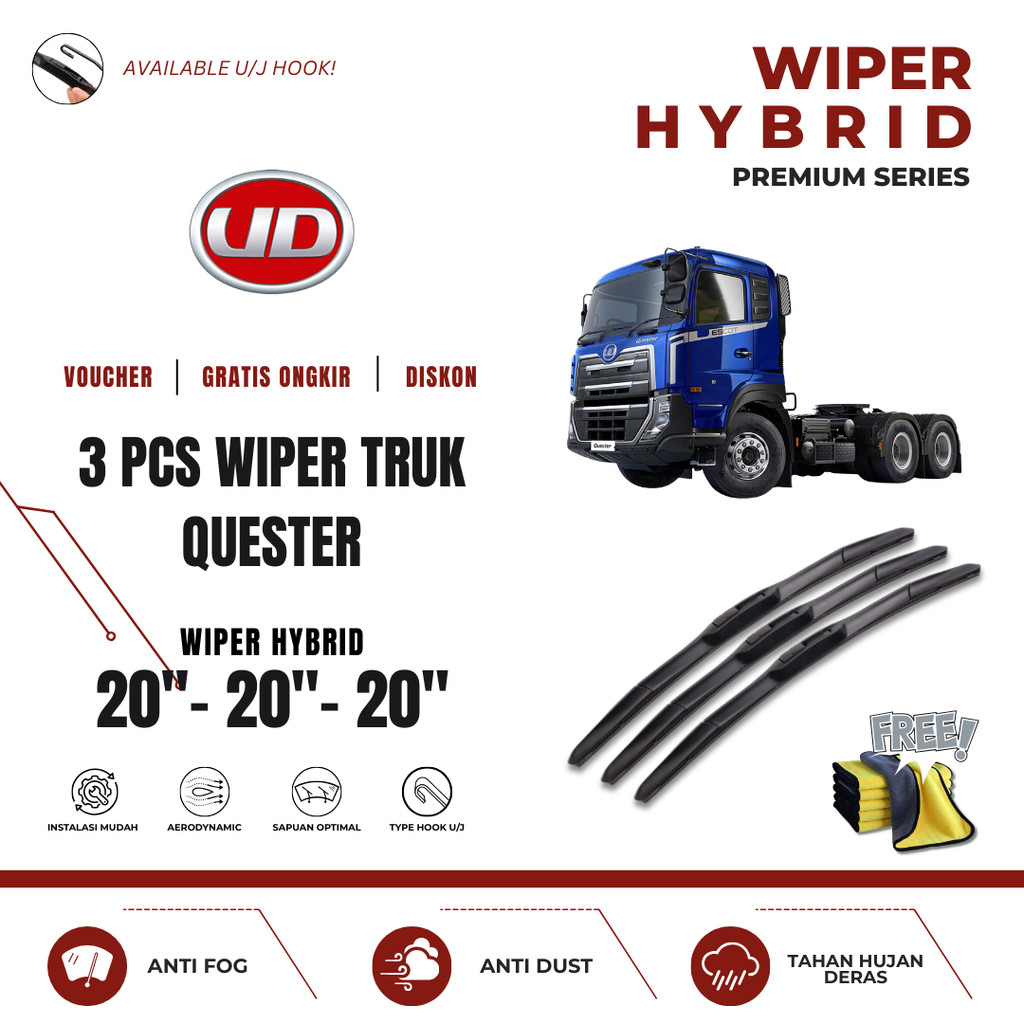 UD Trucks Quester Hybrid ที่ปัดน้ําฝนกระจกรถยนต์ฟรีผ้าไมโครไฟเบอร์