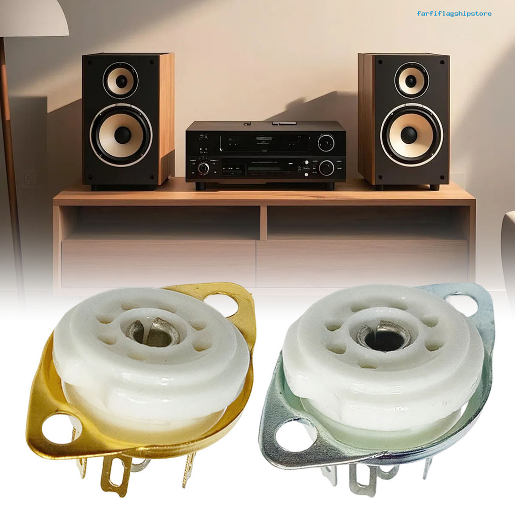 (Farfiflag) 2 ชิ้นเซรามิคซ็อกเก็ต GZC7-F Golden Tinning ชุบ 7-Pin สูญญากาศอิเล็กทรอนิกส์หลอดซ็อกเก็ต