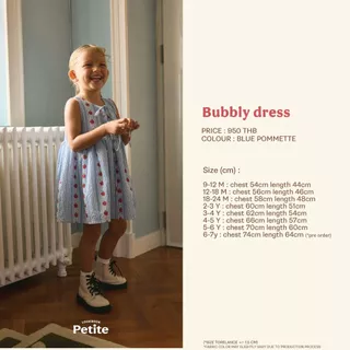 lookbookpetite bubbly dress blue pommette เดรสเด็กผู้หญิงแขนกุด ผูกโบว์ รุ่น bubbly สี blue pommette