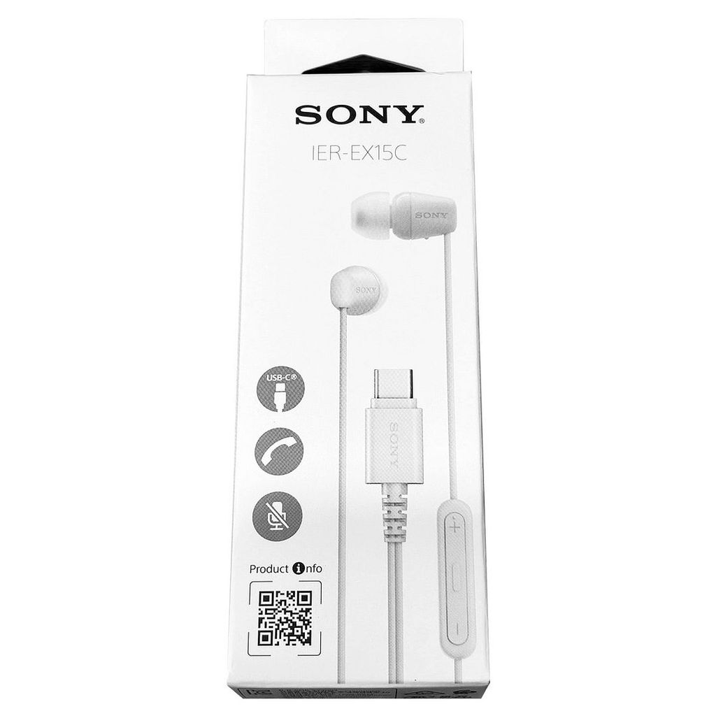 Sony IER-EX15C USB-C Wired In-Ear Headphones (White), IEREX15CW