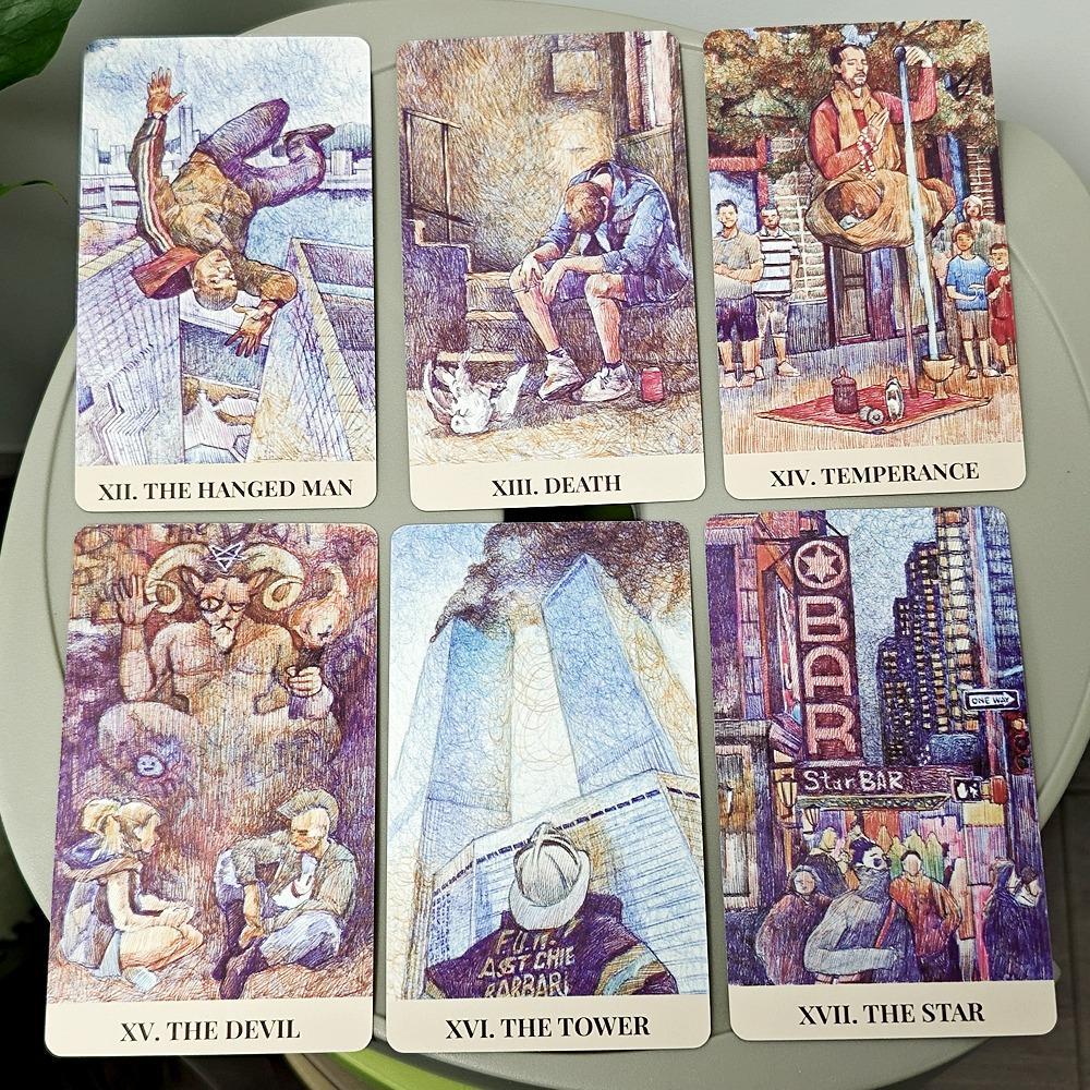 12*7ซม. City Labyrinth Tarot, 78 ใบ Tarot Deck | Indy Tarot Pen วาดเกี่ยวกับ Life In New York In The Early 2000s ราคา ถูกที่สุด ดีลบีเคเค แกลเลอรีภาพที่ 9