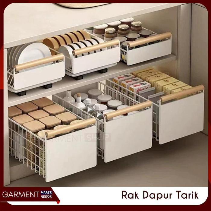 PULL-OUT SPICE RACK DRAWER SLIDING BASKET KITCHEN CABINET SPICE KITCHEN SHELF PRIVACY SAFE