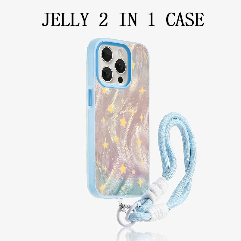 GANTUNGAN 2 In 1 Blue Jelly Fluffy Star แขวนกรณี Vivo Y21D V70 Fe V60 Lite Y05 Y400 Y19S Pro Y29 5G 