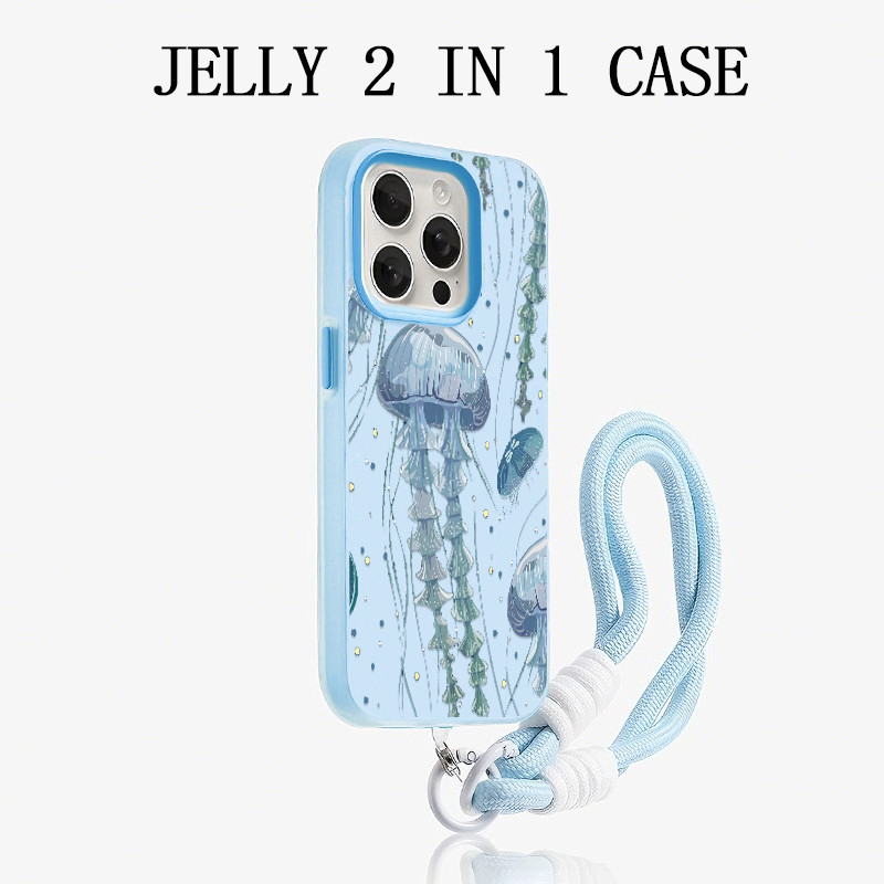 GANTUNGAN Jellyfish Jelly 2 In 1 Blue Hanging Strap Case Vivo V60 Lite V70 Fe Y400 Y21D Y05 Y29 5G Z