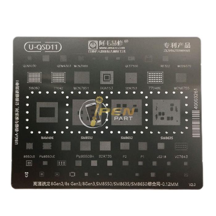 Qsd11 Sm8550 Sm8650 Pm6450 Original Amaoe Bga แผ่นพิมพ์ลายฉลุ