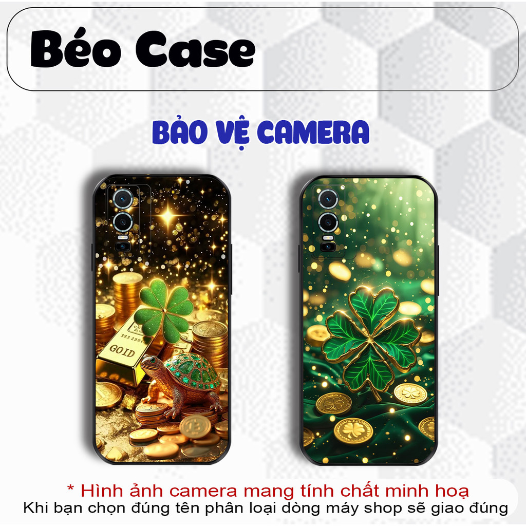 Vivo Y74S, Y76S, Y76 5G, Y27S กระเป๋าเงินนําโชค เคสโคลเวอร์ 4 ใบ