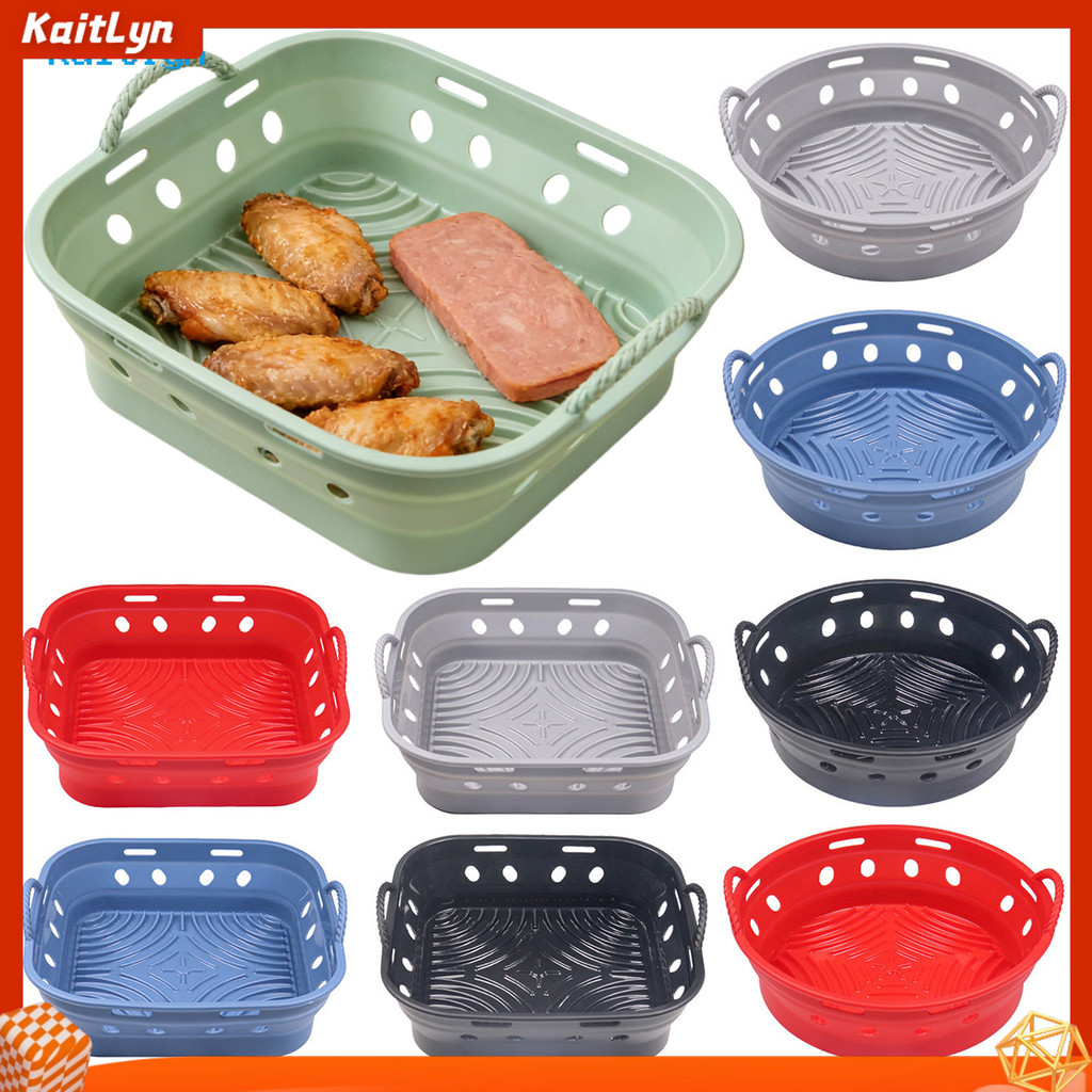 Kaitlyn พับรอบ/สแควร์ Air Fryer Liner ตะกร้า 8.5 นิ้ว Air Fryer หม้อซิลิโคนนํากลับมาใช้ใหม่ถาดอบอุปก