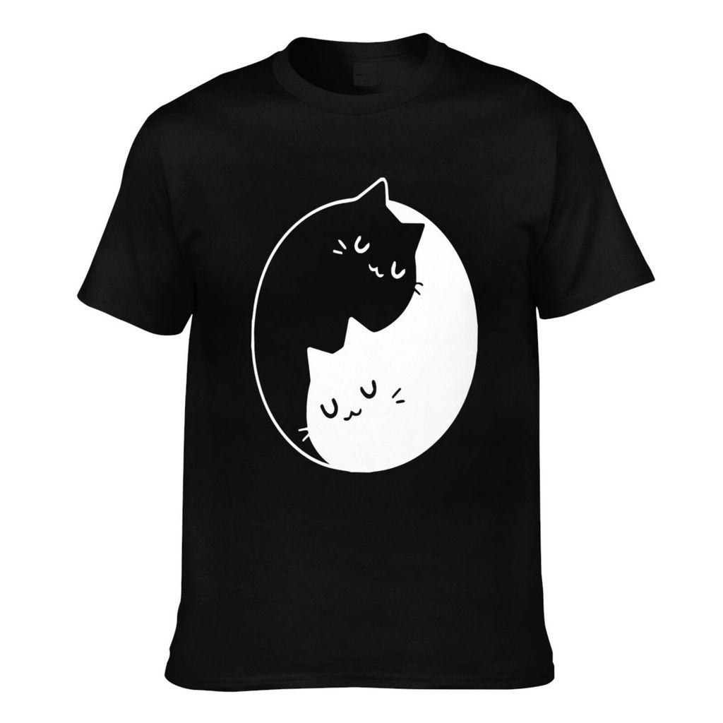 แฟชั่นฤดูร้อนTee Yin Yang Cat-สมาธิโยคะแมวคนรักผ้าฝ้ายผู้ชายTshirt