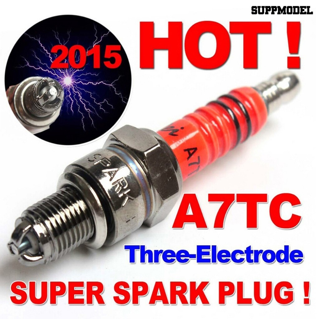 Suppmodel 1 PC Spark Plug A7TC A7TJC 3 Electrode GY6 50cc-125cc Moped สกู๊ตเตอร์ ATV Quads