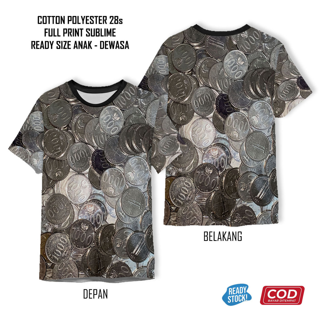 เสื้อยืดเหรียญพันชิ้นการพิมพ์เต็มรูปแบบเย็น | เสื้อผ้า 3D Unisex สําหรับเด็กและผู้ใหญ่ - Sarana3D
