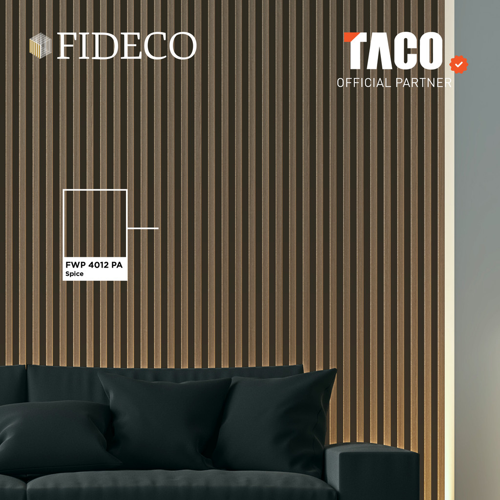 TACO FIDECO WPC 3D Wall Panel Small Grooves Wood Motif ต่อ 1 แผ่น - FWP 4012 PA Spice