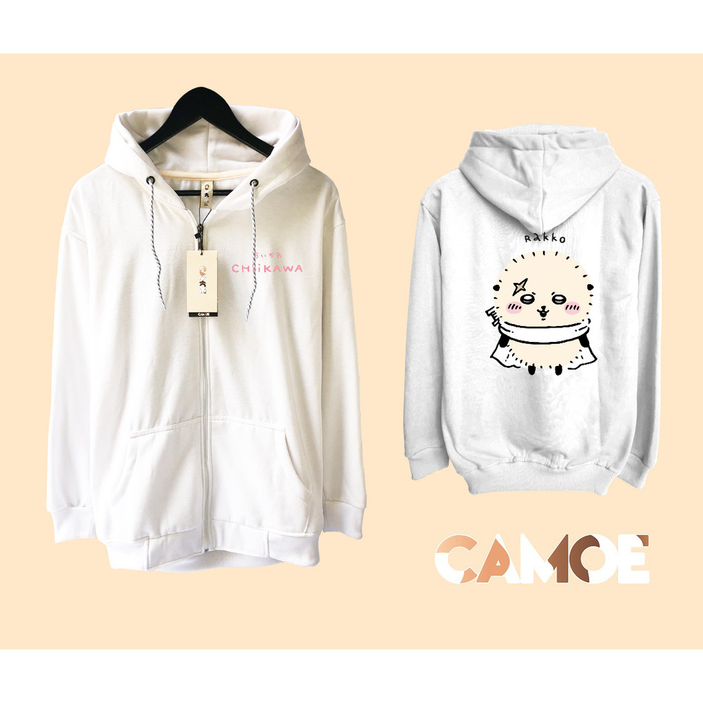 Chiikawa Nanka Chiisakute Kawaii Yatsu Character Rakko Zipper Hoodie Jacket