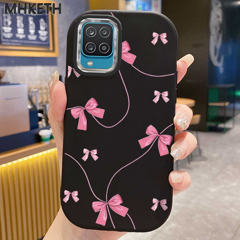 MHKETH เคสสำหรับ Samsung Galaxy A12 4G A12 5G A22 4G M12 F12 เคสโทรศัพท์มือถือสำหรับผู้หญิงลายโบว์สั่งทำพิเศษ