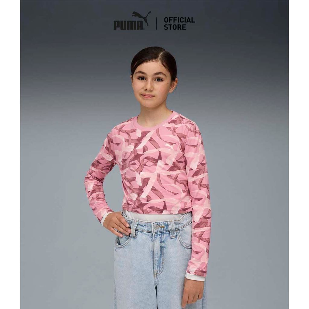 PUMA Kids Bowtique Longsleeve Tee Youth สีชมพู - 63221865