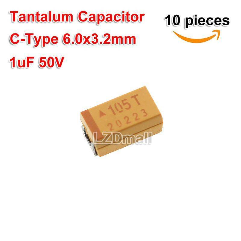 10pcs Tantalum Capacitor 105T 1uF 50V SMD Capacitance 50V1uF ตัวเก็บประจุ 1UF50V C-Type 6032
