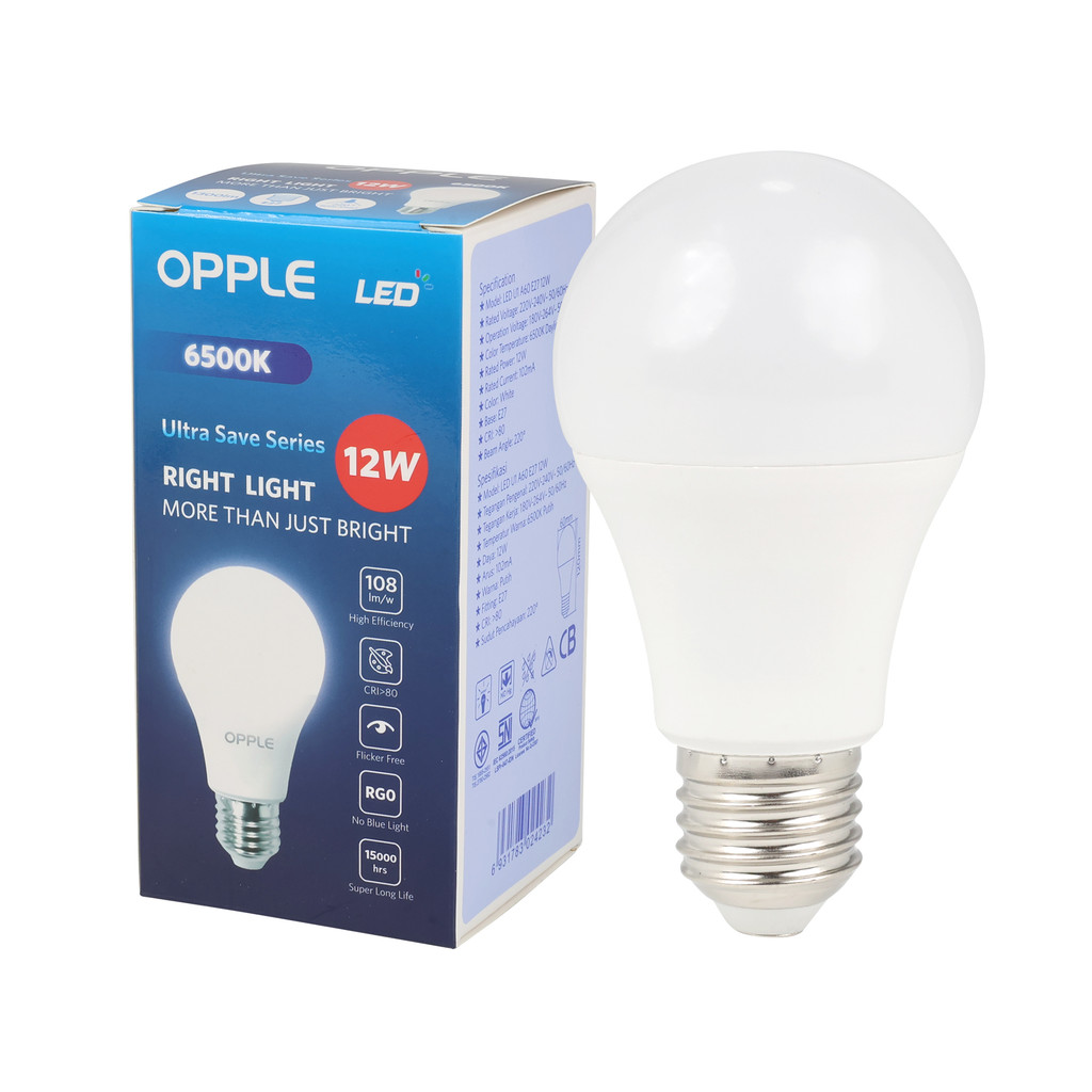 หลอดไฟ LED E27 12W Daylight OPPLE รุ่น LED-US-A60-E27-12W-6500K-CT