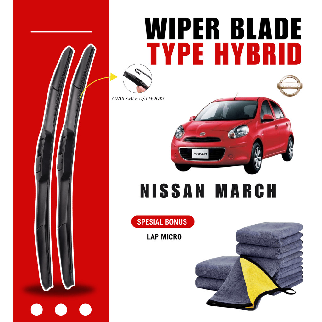 ที่ปัดน้ําฝนกระจกรถยนต์ Nissan March Hybrid ฟรีผ้าไมโครไฟเบอร์
