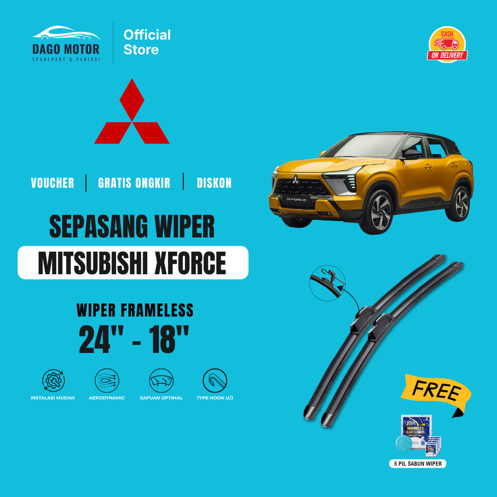 ที่ปัดน้ําฝนกระจกรถยนต์ Mitsubishi XForce Frameless ฟรี 5 เม็ดสบู่