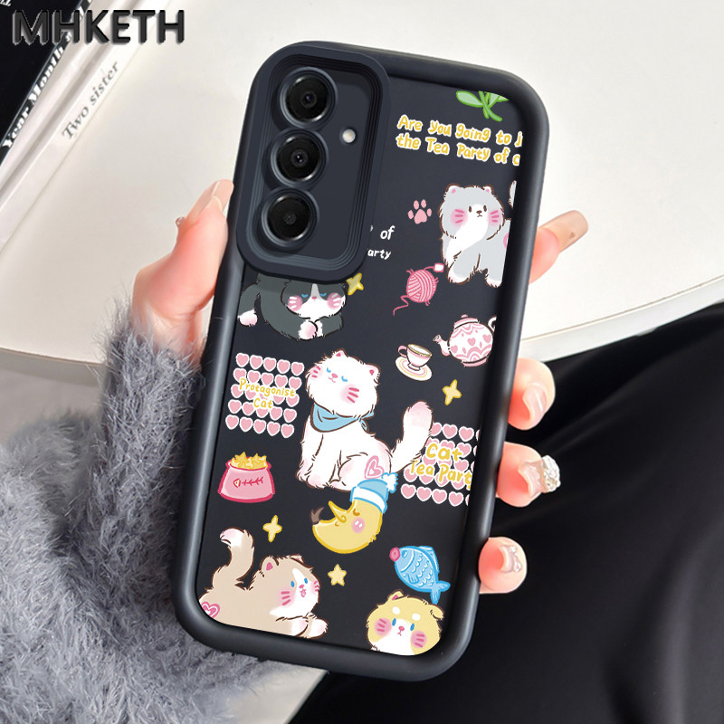 MHKETH เคสสำหรับ Samsung A16 4G A16 5G เคสโทรศัพท์กันกระแทกรูปแมวน่ารัก