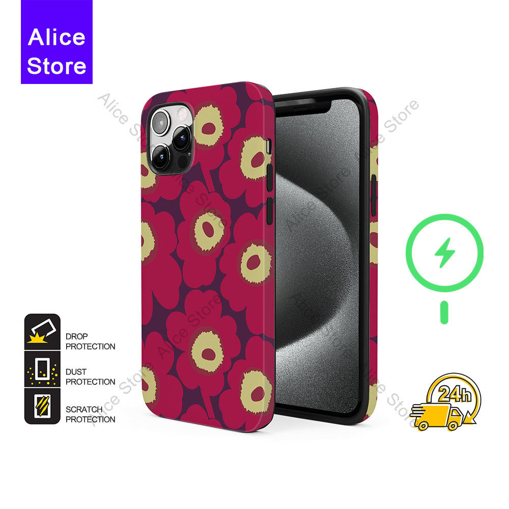 ดอกไม้เคสโทรศัพท์สําหรับ iPhone 17 Pro Max / iPhone 16 Pro Max / 15 Pro Max / 13 เคสป้องกัน M500